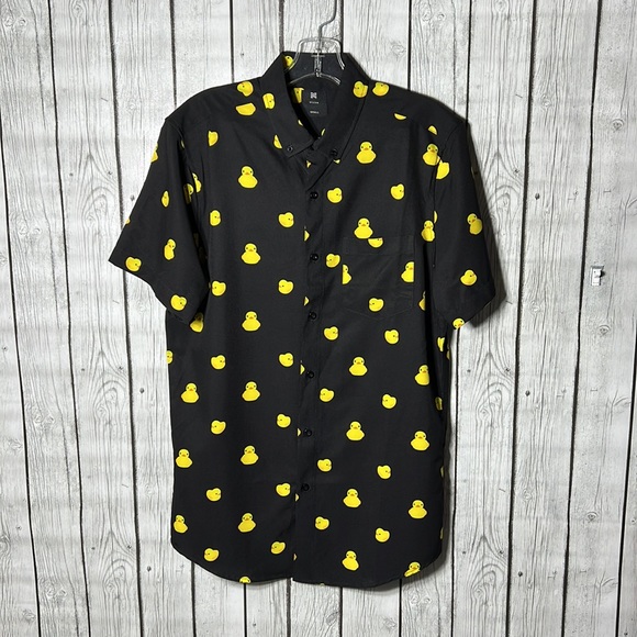 Visive Novelty Print Mens Short Sleeve Button Down Shirt - Rubber Duck size S - Picture 4 of 10
